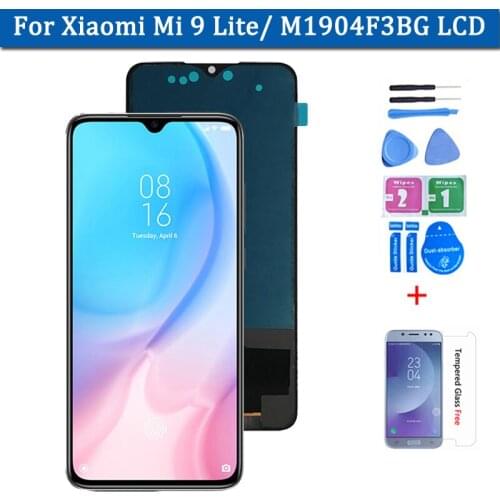 Amoled Display For Xiaomi Mi 9 Lite LCD with 10 Touches Screen Replacement Support Fingerprint For Mi9 Mi 9 Lite M1904F3BG