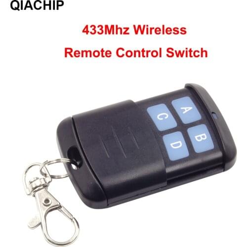 QIACHIP 433MHz Wireless Remote Control Switch RF Relay Key Transmitter 4 Button Learning Code 1527 Gate Garage Door Opener Light