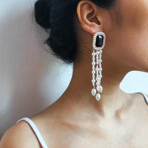 Bohemian hand-made bead earrings imitation pearl earrings