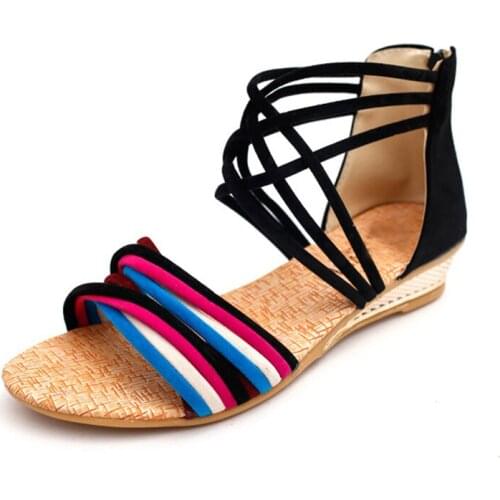 Ethnic Bohemian Summer Women Straps Sandals Women Gladiator Roman Fashion Multicolor Non Slip Beach Sandal Shoes Open Toe Sandal