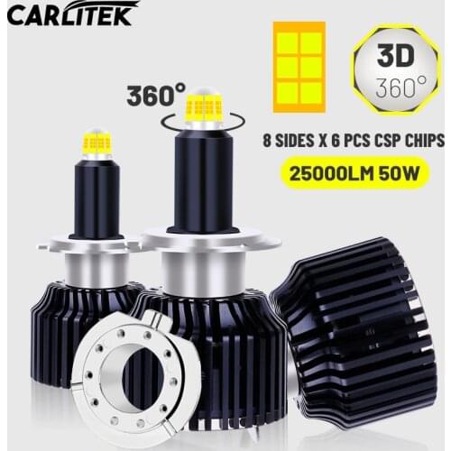CARLITEK H1 LED H7 LED Super H8 HB3 9005 HB4 H11 Led Headlight Bulbs 9012 HIR2 50W 3D High Power 360 Degree Auto Car Lamps Turbo
