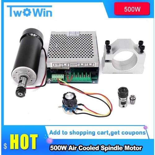 500W Air Cooled Spindle Motor+220V/110V Power Supply+52mm Clamp For CNC Engraving