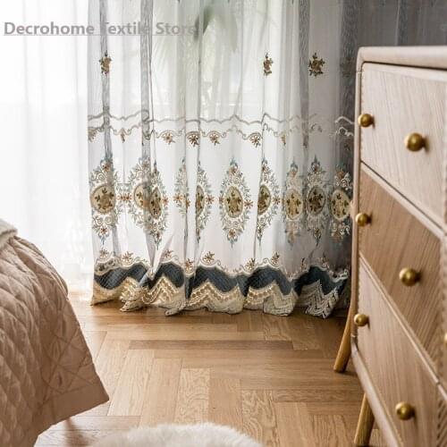 Jane Europe Curtains for Living Dining Room Bedroom Embroidered Tulle Doli Texture Colored Tulle Finished Product Customization