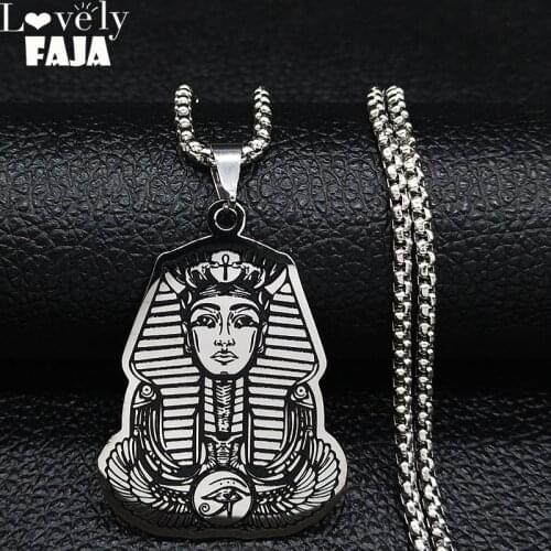 Stainless Steel Egyptian Necklace Jewelry Egypt Pharaoh Statement Necklace Ethnic for Men Talisman Amulet Jewelry joyas N3260S03