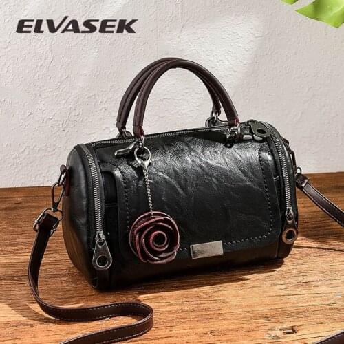 ELVASEK New flowers Pendant Handbags 2020 Womens bag fashion Boston single shoulder bag ladies crossbody bag PU messenger bag