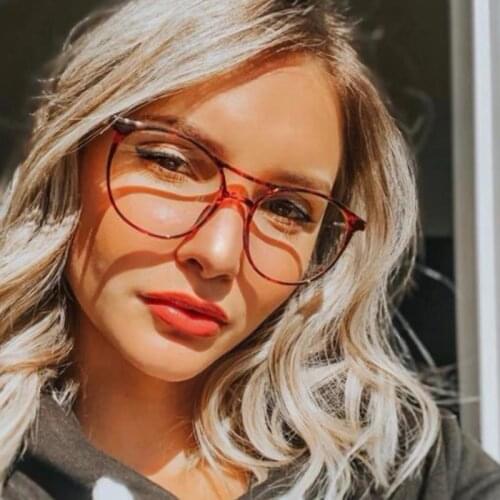 Europe and America Fashion Optical Glasses Women Transparent Double Beam Oval Eyeglasses Spectacles Amber Plain Glasses Frame
