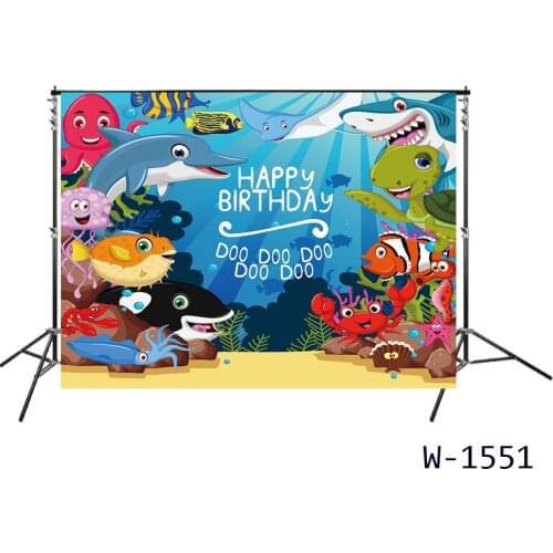 Under Sea Backdrop Kids Birthday Party Cartoon Photography Backdrops Tropical Fish Under Water Background Decoration Poster