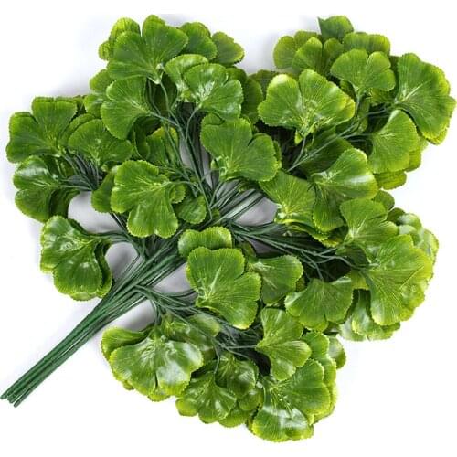 12pcs Simulation Ginkgo Leaves Branch Silk Artificial Plant Banyan Leaves For Sales Center Shop Garden Wedding Decoration 60cm