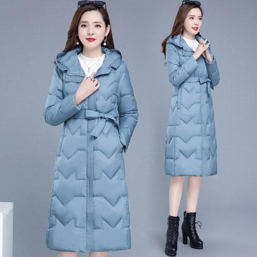 Korean Style Winter Down Coat Women Fashion Long Slim Female Coats Women Jacket Women Winter Manteau Femme Hiver 2020 WPY1834