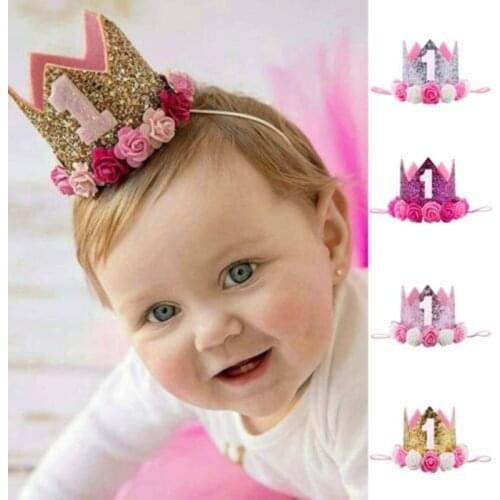 Cute Newborn Toddler Baby Girl Boys 1st Birthday Party Flower Princess Crown Headband Gift IPCS