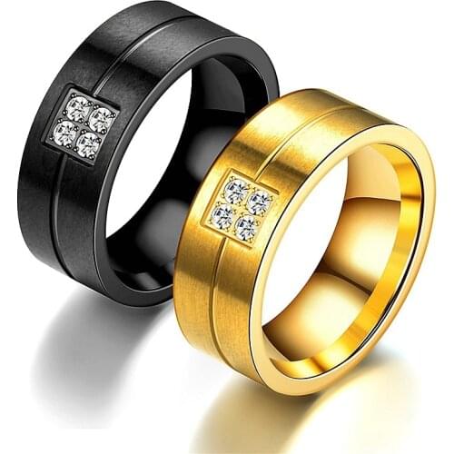 Trendy Glamour Mens Titanium Steel Ring Black Stainless Steel Couple Wedding Ring Gift