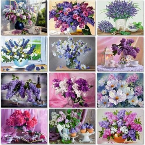 SDOYUNO 40x50cm lavender painting by numbers Flower On Canvas Drawing Coloring By Numbers Home Wall Art DIY For Unique Gift