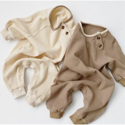 Autumn Infant Baby Boy Girl Romper Cotton Waffle Long Sleeve Simple Jumpsuit Newborn Toddler Outfits