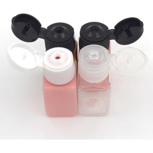 50pcs/lot 10ml Mini Square Shampoo Plastic Travel Bottles with Flip Top Cap, Refillable Travel Shampoo Packaging PET Bottles