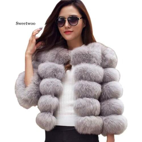 S-3XL Coats Women 2020 Winter Top Fashion faux Fur Coat Elegant Thick Warm Outerwear Fake Fur Jacket