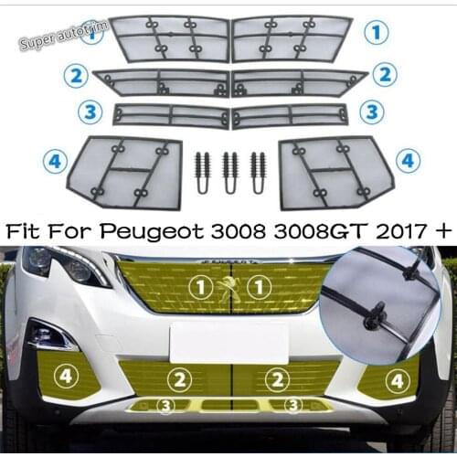 Lapetus Front Grille Insect Screening Mesh Insert Net Cover Trim Accessories Exterior Fit For Peugeot 3008 3008GT 2017 - 2020