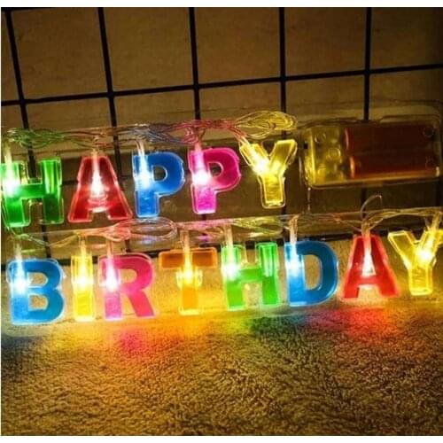 Happy Birthday English Letters LED Lamp Birthday Party Decoration Color Battery String Lights