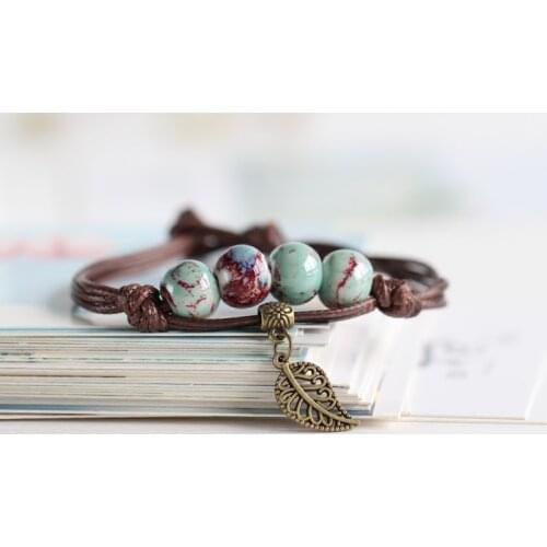 Traditional Boondoggle Colored Glaze Ceramic Bracelets Beads Folk Style Womens Fashion Jewelry Free Shipping #1618