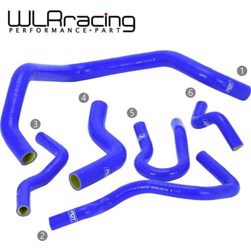 WLR - Blue And yellow Silicone Radiator Hose Kit for HONDA CIVIC SOHC D15 D16 EG EK 92-00 6pcs with PQY logo WLR-LX1303C-QY