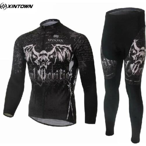 XINTOWN Mens Cycling Jerseys Black Cool Ropa Ciclismo Bicycle Sportwear Bike Shirt Tops Pants Suit S-4XL