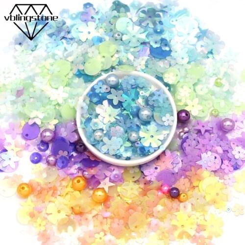 10g Sequins Pearl Beads Multi Shape Sequins For Crafts Paillettes Glitter Sequins Round Star Flower Sewing Accessories Seed Bead