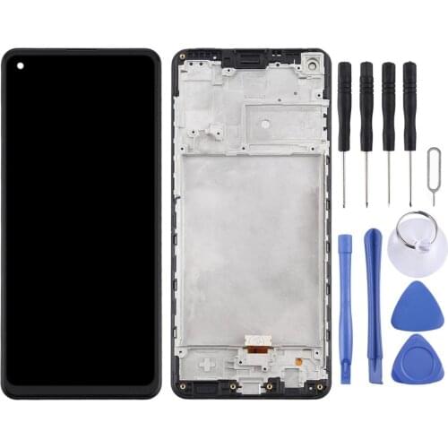 LCD Screen and Digitizer Full Assembly With Frame for Samsung Galaxy A21s / SM-A217 Touchscreen Replacement