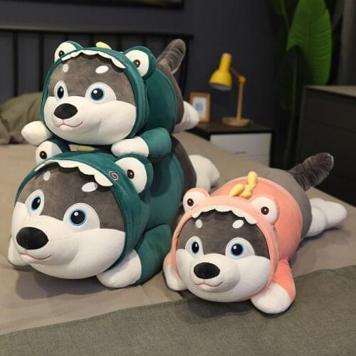 1pc Cute Husky Plush Toy Pillow Stuffed Animal Dog Cosplay Crocodile Fluffy Husky Bed Sleep Throw Pillow Cushion 60cm-100cm
