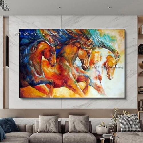 100% Handmade Horse Oil Paintings on Canvas Wall Art Large Size Animals Cuadros Pictures for Living Room Decor