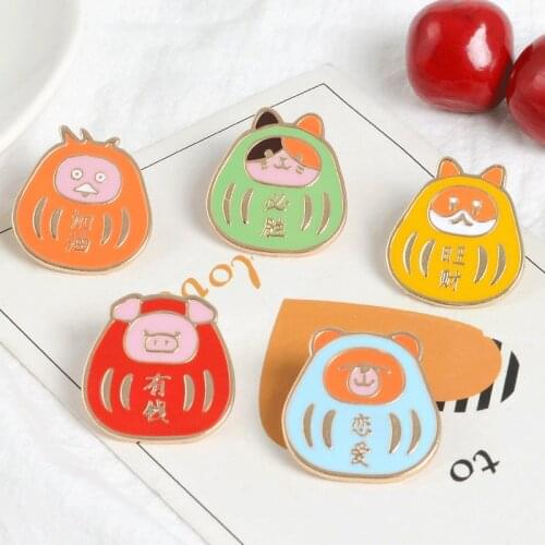 2020 New Creative Animal Panda Cat Dog Chinese character Rich Love Come on Fuwa Lapel badge Brooch wholesale Pin