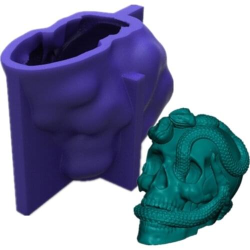 3D Snake Skull Decorations Epoxy Resin Mold Ornaments Casting Silicone Mould DIY Crafts Plaster Candle Making Tool