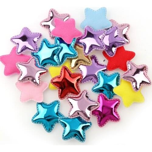 5CM Mix Color PU Patches Padded Felt Heart Crown Star Shape Fabric12pcs Garment Appliques For Decoration DIY Hair Accessories