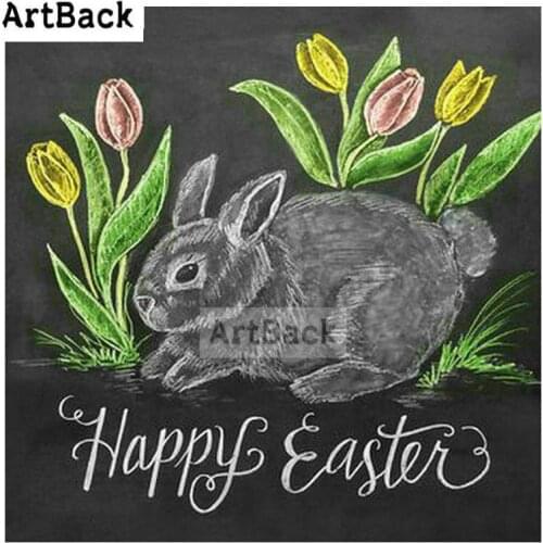 5d diy diamond painting rabbit blackboard view full square / round drill 3d diamond embroidery handmade mosaic artwork