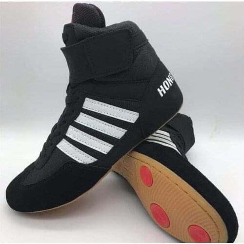 GINGPAI Men Wrestling Shoes Adult Kids Unisex Training Competition Non-slip Sneakers Ankle Guard Cow Muscle Outsole Boxing Shoes