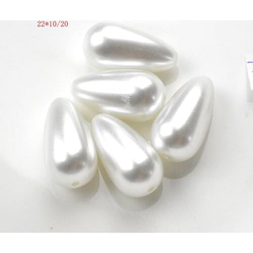 FLTMRH 5pcs 22*10mm Tear Drop Beads Whol esale ABS Charmry Imitation Pearl Bead For DIY Necklace Jewelry Cloth Decoration