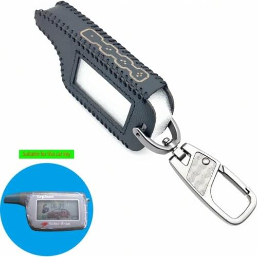 Carrying 100% Soft Texture Leather Key Case Cover Car Alarm System for Scher-khan Logicar A B LCD Remote Control Charm