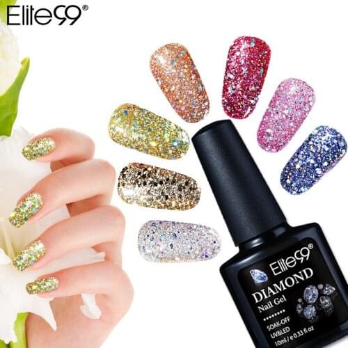 Elite99 10ml Diamond Color Nail Gel UV LED Gel Polish Shining Glitter Sequins Nail Art Gel Polish Long Lasting Polishes Varnish