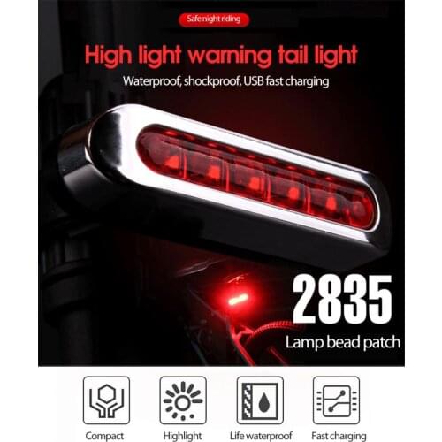 Bicicleta Bicycle Light Mountain Bike 5LED High Bright Warning Light USB Rechargeable Taillight Bicycle Night Riding Equipment