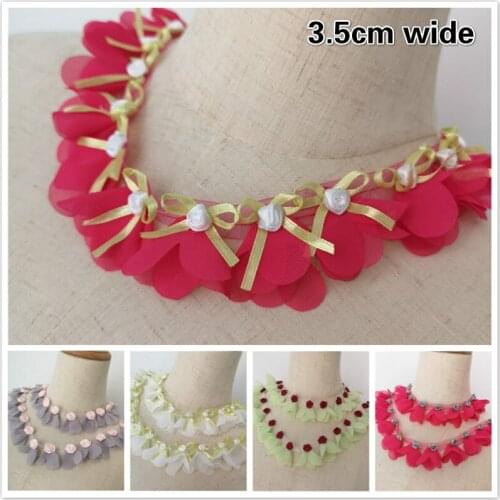 Exquisite Leaf Chiffon Petal Applique 3D Lace Ribbon DIY Ladies Fashion Clothes Hat Headwear Trim Doll Skirt Pet Bib Decoration