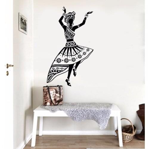 National dance girl exquisite clothing vinyl wall decal home decor living room bedroom art mural removable wall stickers