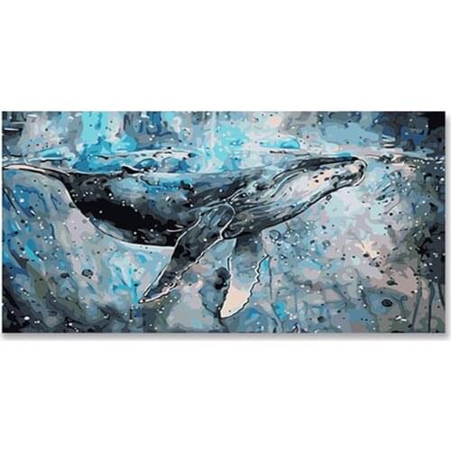 The whale diy digital paint painting their own painted on the color number hanging oil home decoration gift