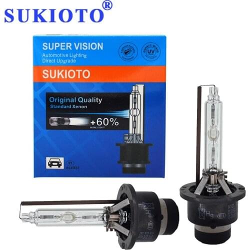 SUKIOTO 2PCS 35W D2S D2R 5500K Xenon Bulbs High Brightness D4S D4R For 35W Car Headlight HID Bulb With Metal Bracket Protection