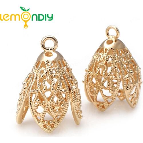 4PCS 26x17MM 24K Champagne Gold Color Plated Brass Tree Leafs Beads Caps High Quality Diy Jewelry Accessories