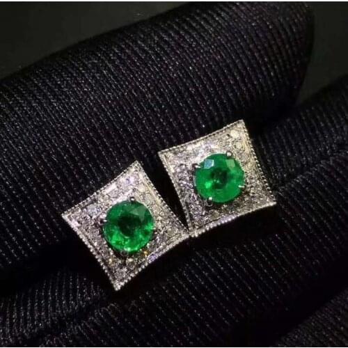 Sale hot Natural And Real Green Emerald gem earrings for beauty silver jewelry birthday party gift real gem good