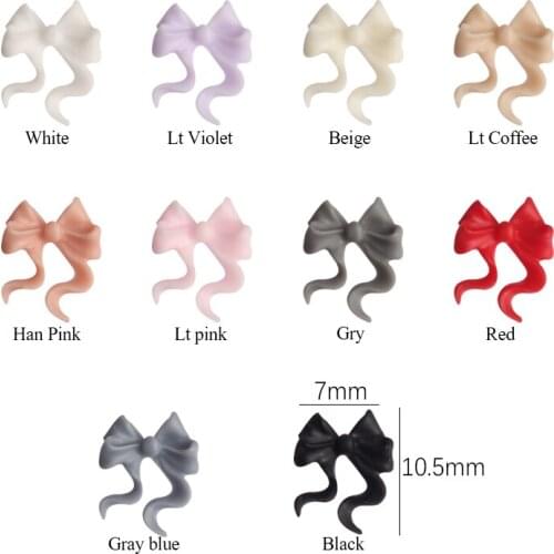 Resin Ribbon Matte Flat Back Bow Knot Nail Art Rhinestones 7x10.5MM DIY Manicure Art Accessories Decorations 30Pcs/100Pcs