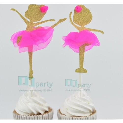 Handmade Lovely Ballerina Ballet Girl Cupcake Toppers Party Picks,grils kids birthday party decorations,Dance party ballet decor