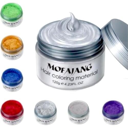 Mofajang Color Hair Wax Styling Pomade Silver Grandma Grey Disposable Natural Hair Strong Gel Cream Hair Dye for Women Men 120g