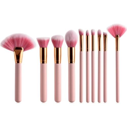 10Pcs Makeup Brushes Set Face Cosmetic Eye Shadow Blush Brush Make Up Brush Shadow Foundation Blush Oblique Eyebrow Brush Tool
