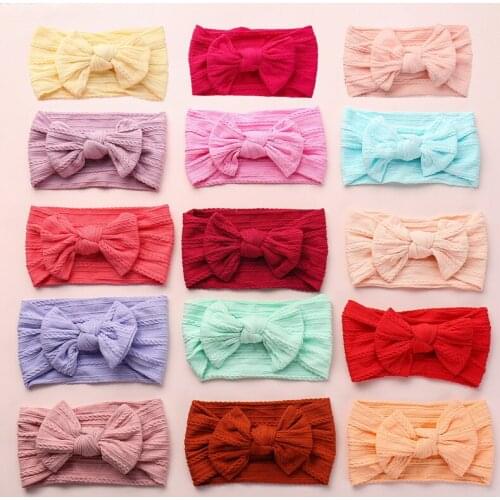 New Solid Nylon baby headband Bow Headbands For Cute Kids Girls Hair Girls Turban Hairband Children Soft Cotton Lovely comfortab