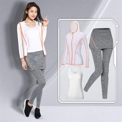 New High Waist Pants+Bra+Coat Women Sportswear 3pcs Set Outdoor Running Quick Dry Yoga Clothing Good Fitness Effect For Gym Sets