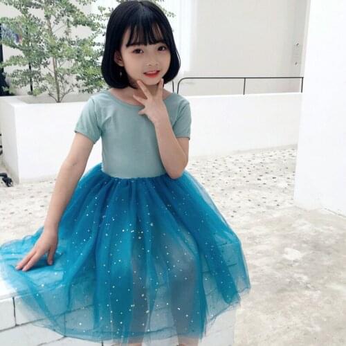 Girls Dress Summer Short Sleeve Girls Dress Childrens Clothing Open Back Mesh Girls Dress